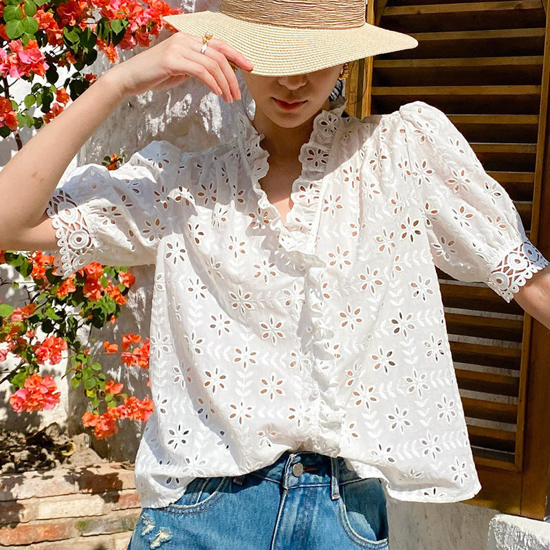 Women's Style White Shirt Long Sleeve Temperament Blouses