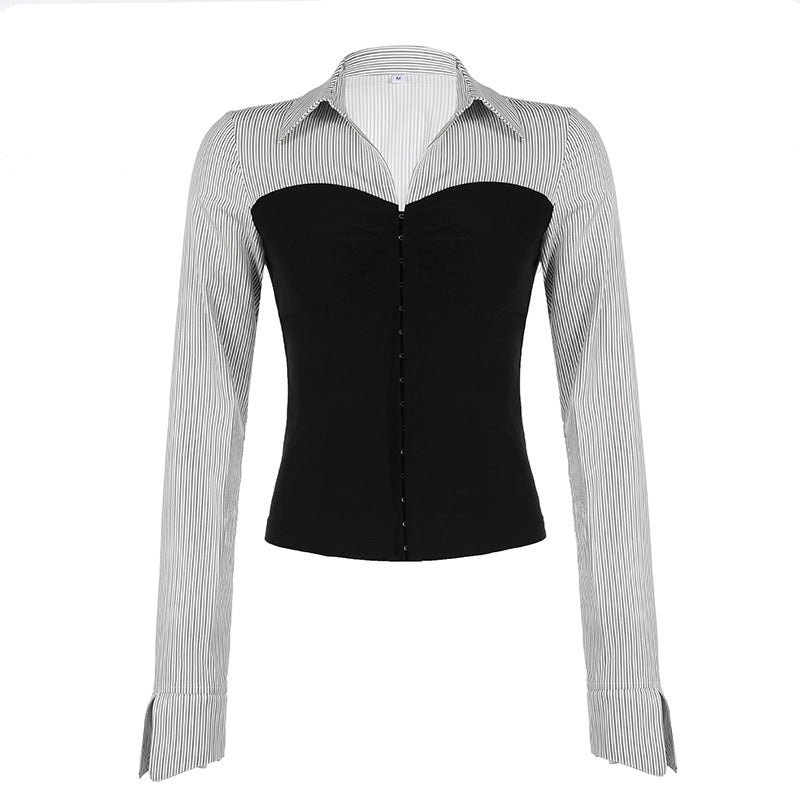 Women's Summer Lapel Breasted Long Sleeve Slim Blouses