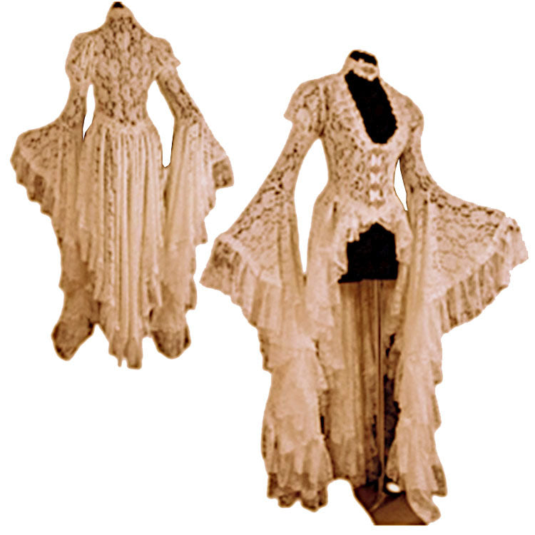 Lace Dress Party Flare Sleeve Irregular Dresses