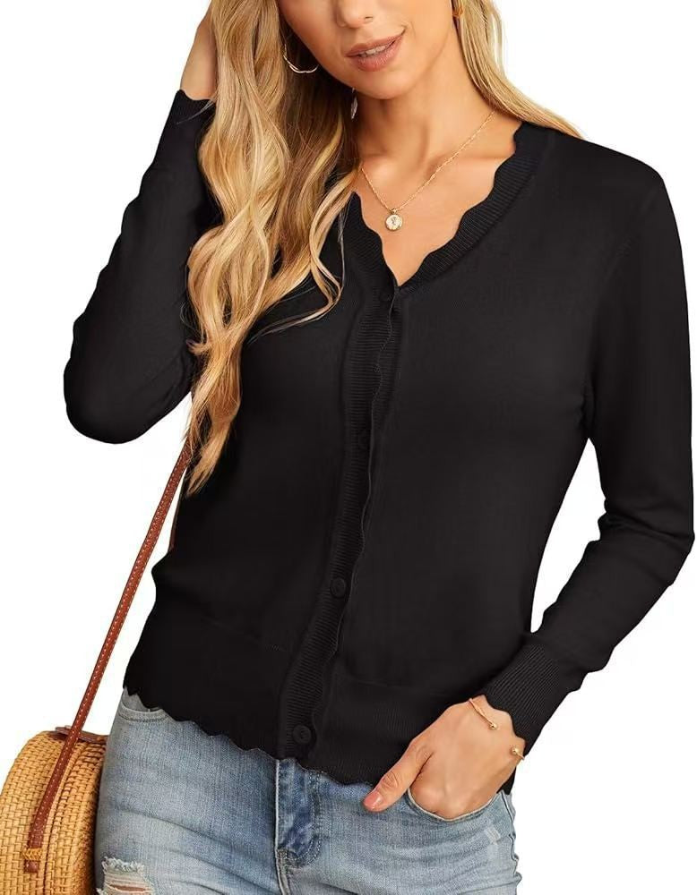 Ruffle 9-point Sleeve Thin Fashion Knitted Women's Sweater