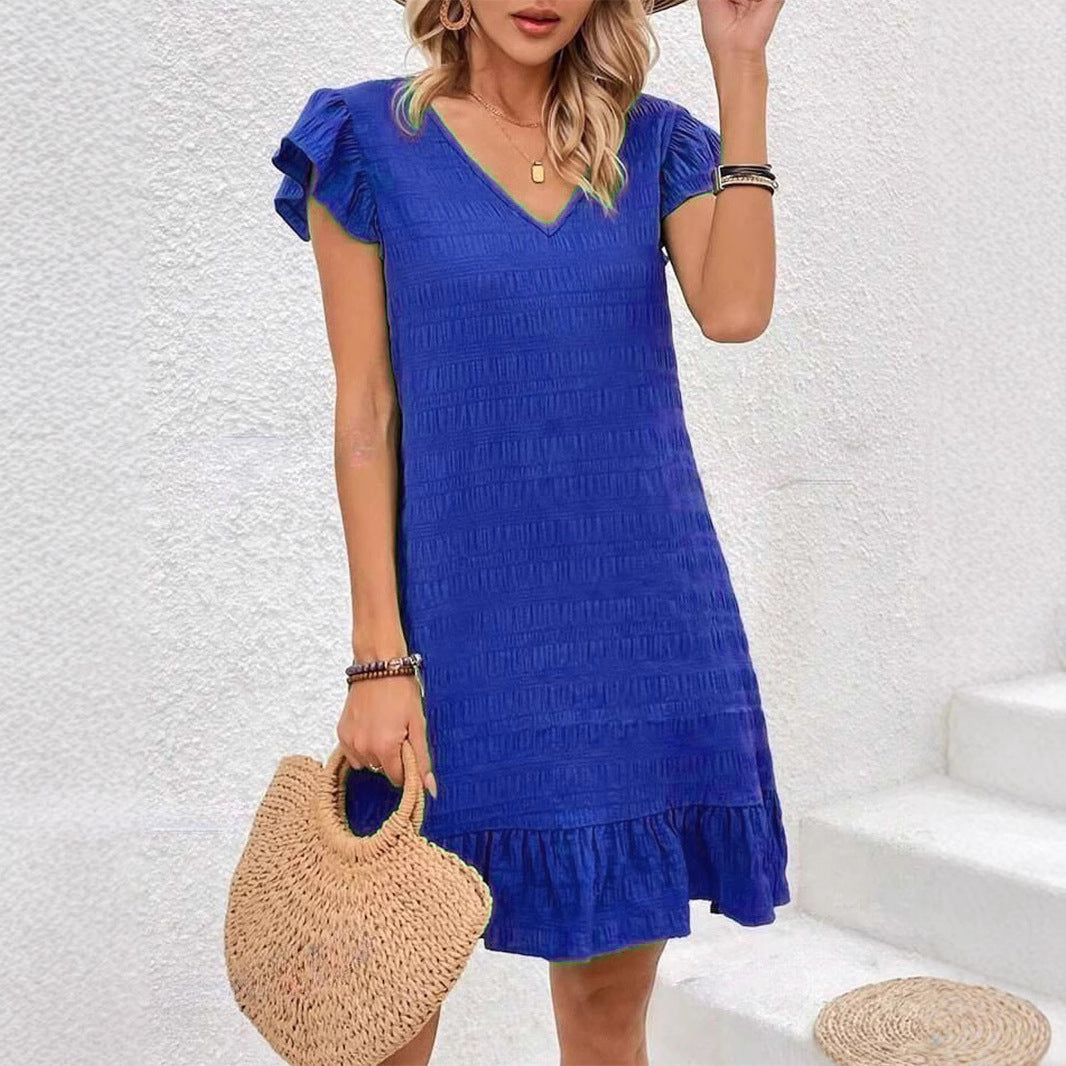 Cool Women's Cover Sleeve Pleated Elegant Dress