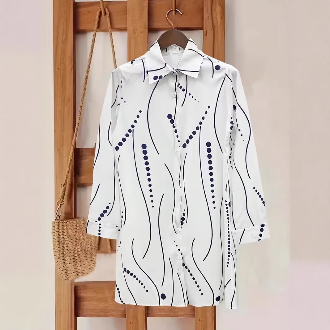 Women's Print Shirt Casual Polka Dot Elegant Dress