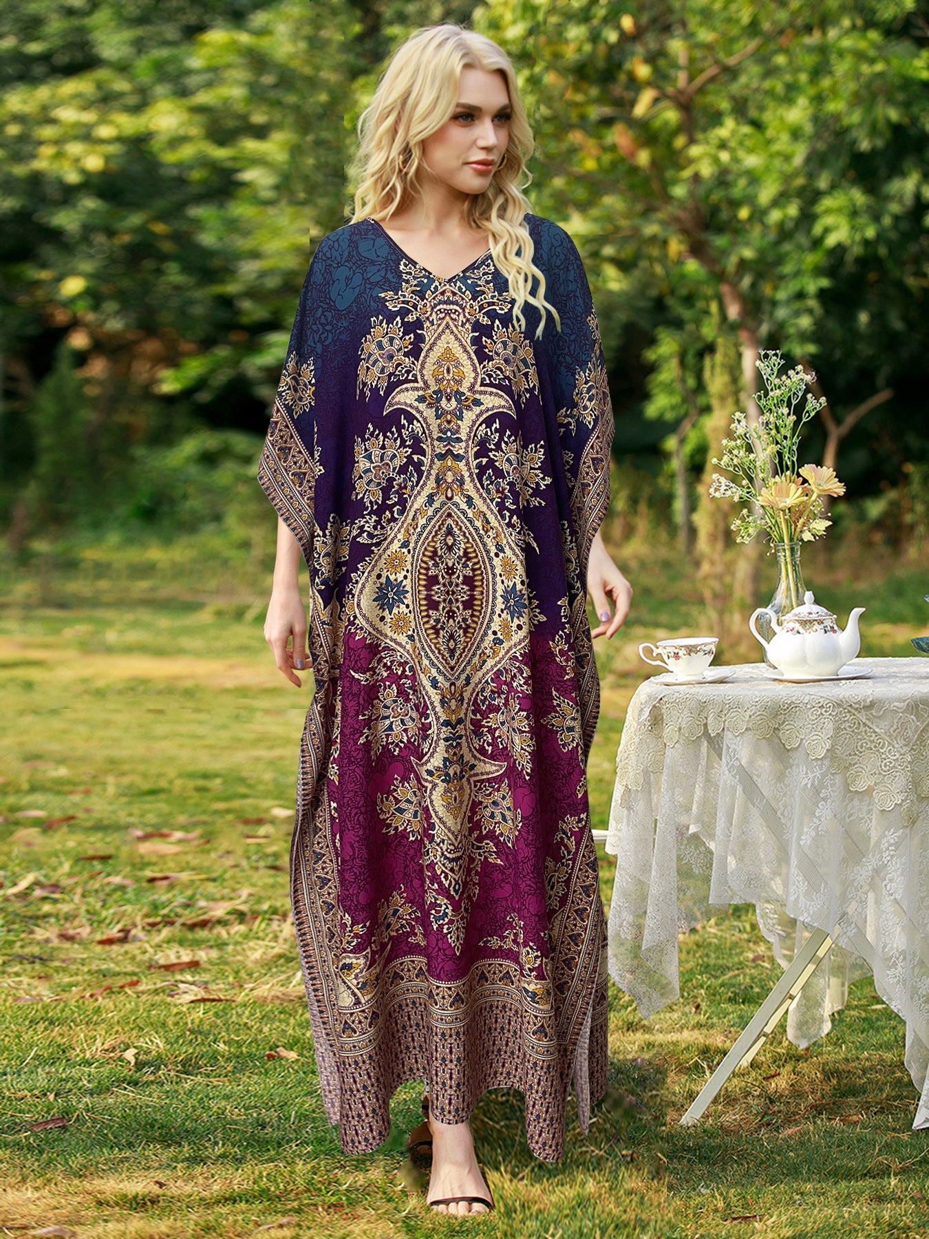 Women's Bohemian Printed Loose Robe Seaside Vacation Plus Size