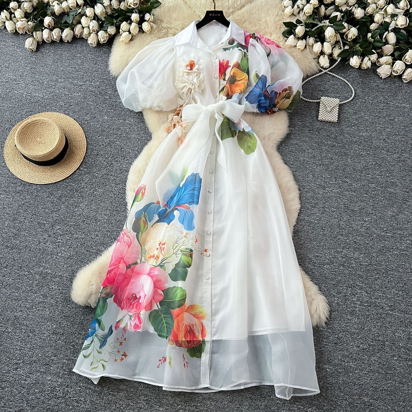Women's Summer Palace Style Three-dimensional Flower Lantern Dresses