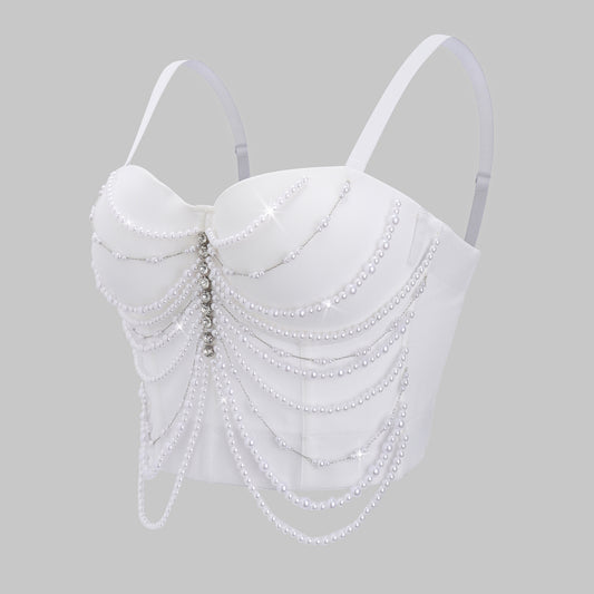 Women's To Wear Outside Small Sling Rhinestone Tops