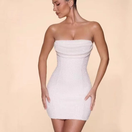 Women's Sexy Sleeveless Tube Slim Fit Shiny Dress