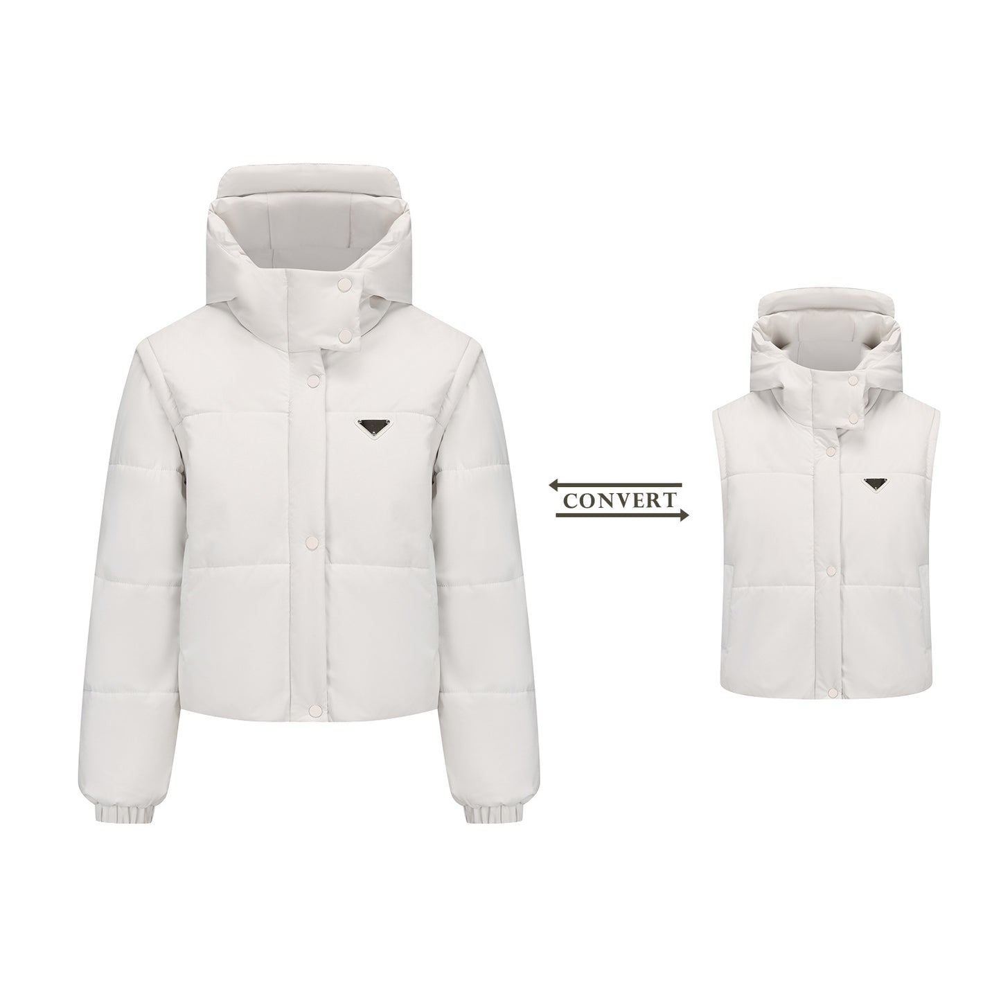 Women's With Detachable Sleeves Design Thickened Bread Coats
