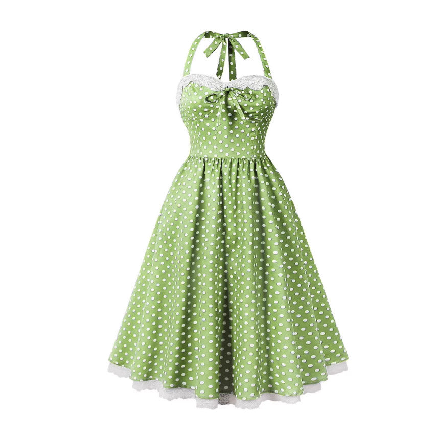 Women's Polka Dots Retro Dress With Suspenders Dresses