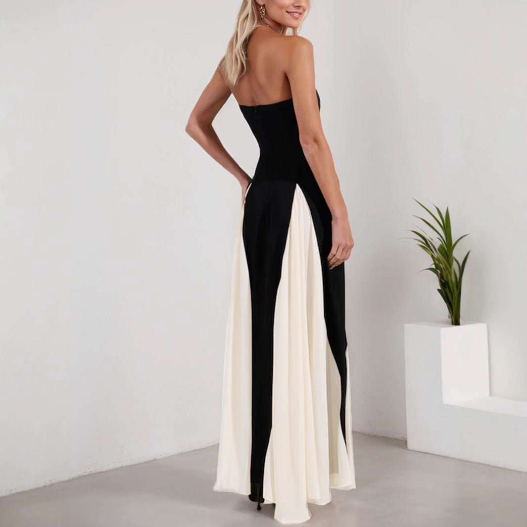 Women's Fashion Wear Sexy Color Contrast Patchwork Dresses