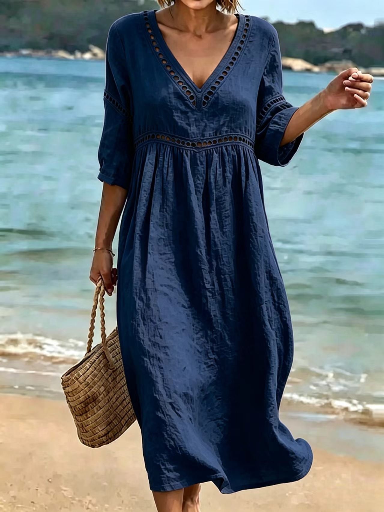 Women's Elegant Casual Solid Color Half Sleeves Dress