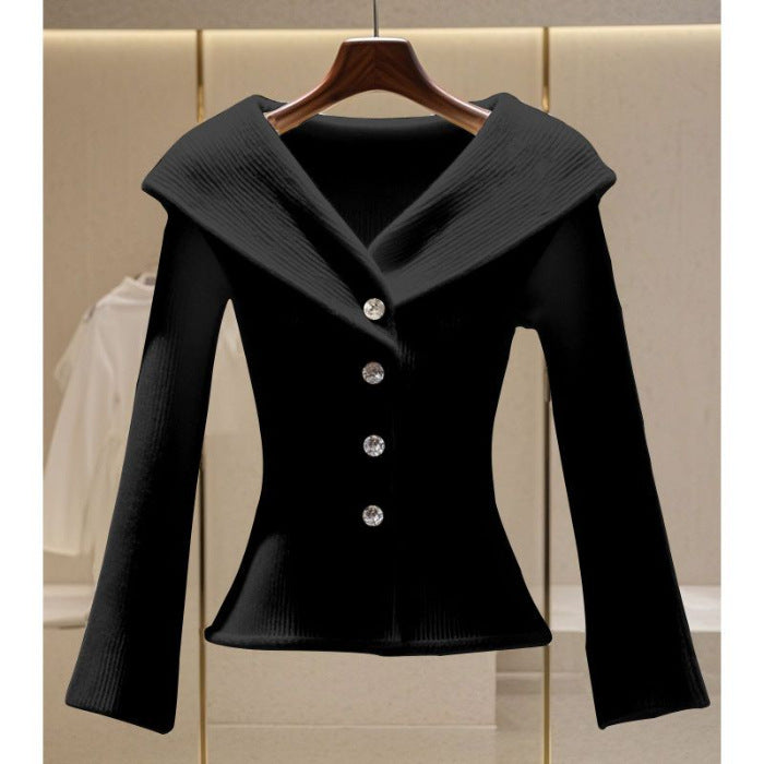 Classic Style Solid Color Advanced Design Niche Women's Sweater