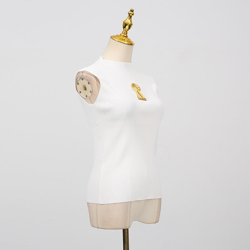 Women's French Simplicity Summer High-grade Temperament Commute Turtleneck Metal Blouses