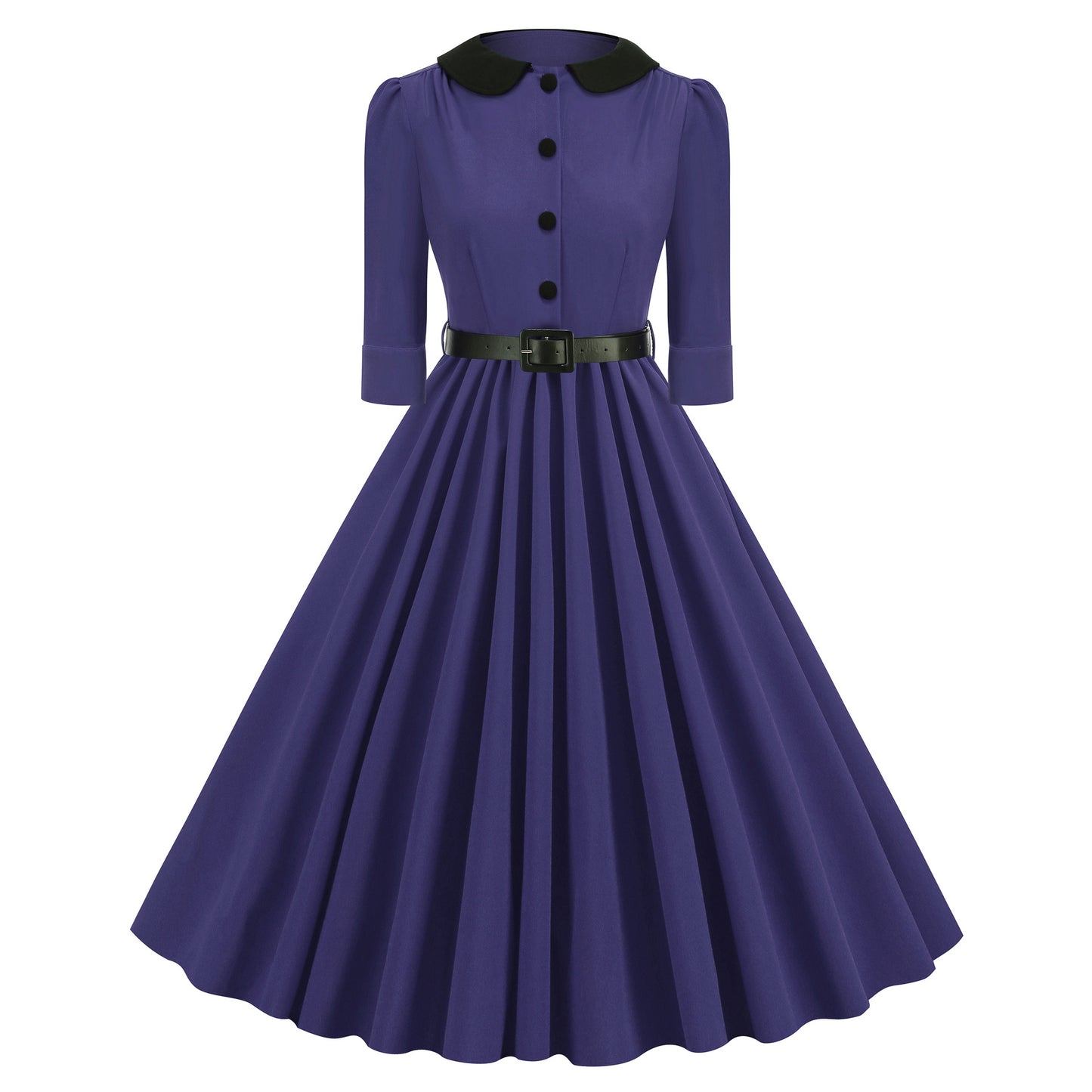 Women's Retro Dress Half Sleeve Doll Collar Slimming Hepburn Dresses