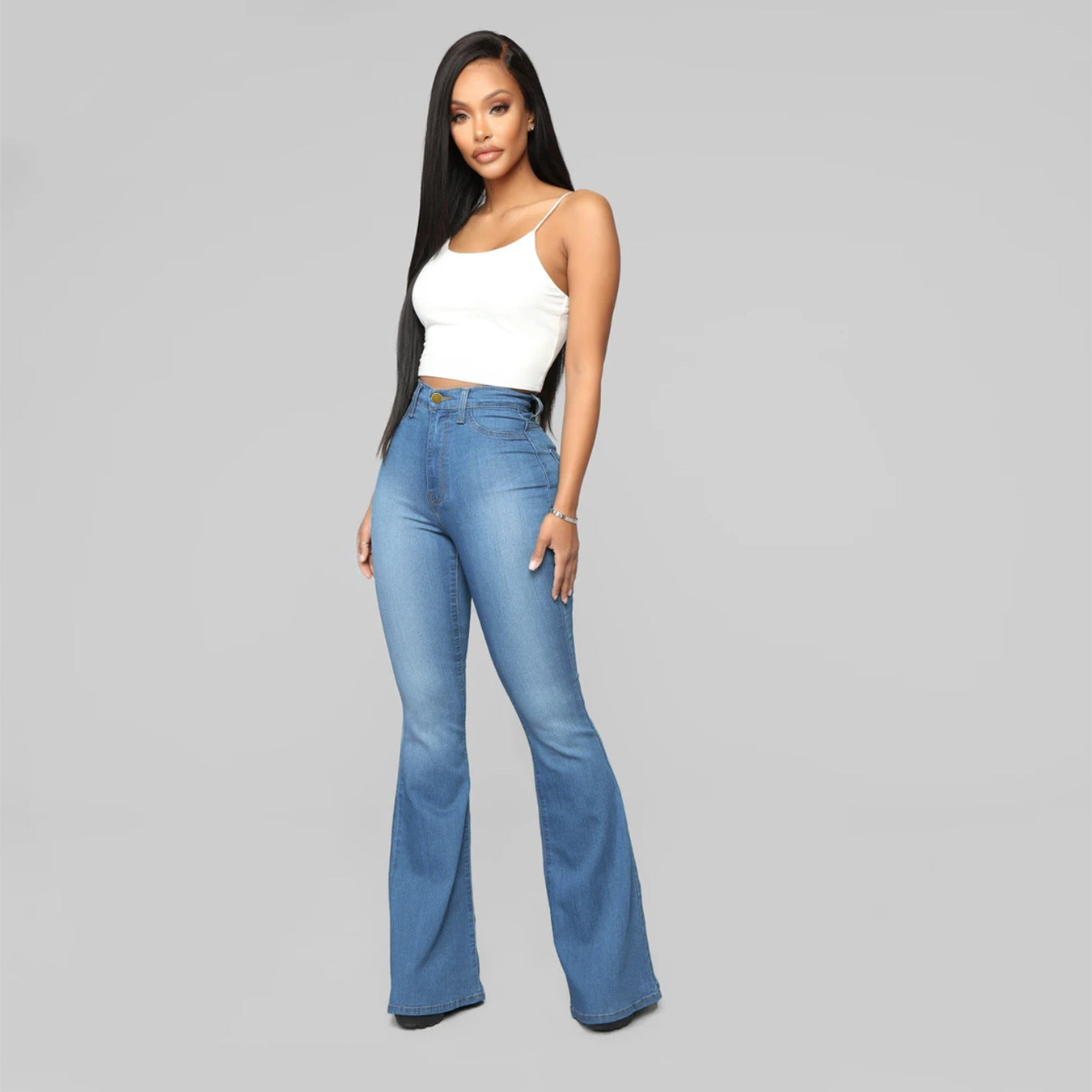 Women's High Waist Stretch Slim Horseshoe Jeans