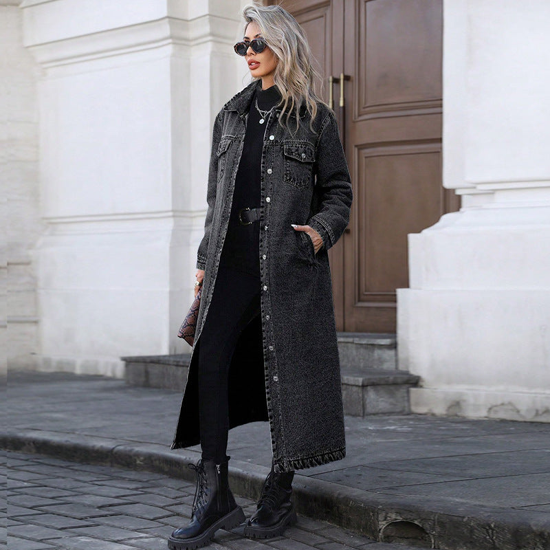 Women's Pretty Versatile Fashionable Denim Long Jackets