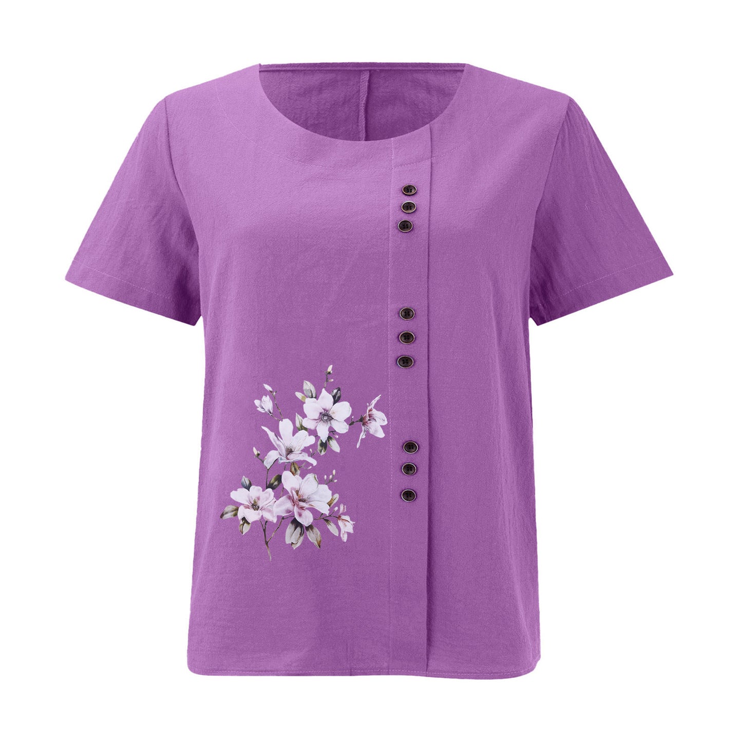 Women's Cotton Linen Retro Casual Loose Short-sleeved Blouses