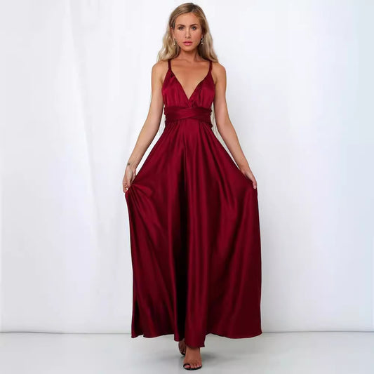 Women's Sleeveless Sexy Backless High Waist Large Swing Dresses