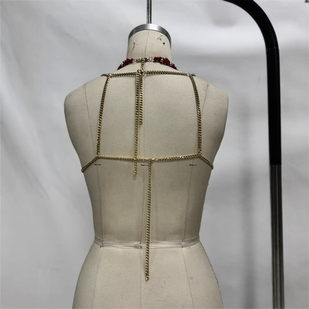 Popular Charming Versatile Halter Crystal Beads Tops