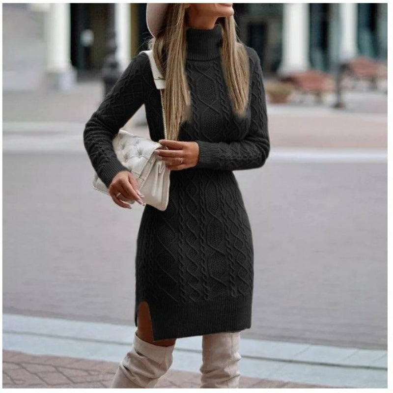 Women's Pullover Knitting Lapel Pure Color Split Sweaters