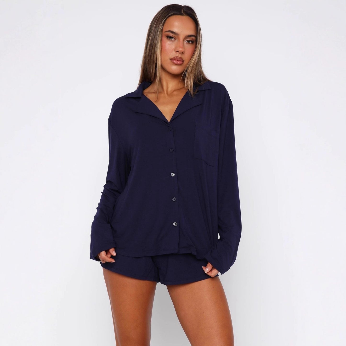 Women's Pajamas Lapel Long Sleeve Two-piece Set Fashion Casual Suit