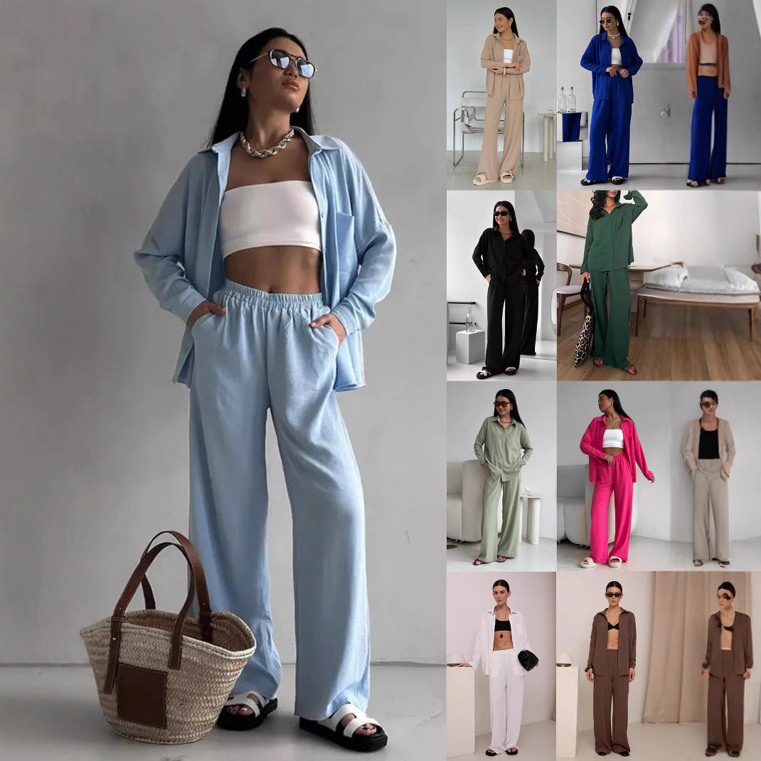 Unique Women's Solid Color Pocket Trousers Fashion Casual Suit
