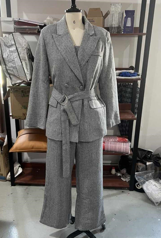 Women's Elegant High-grade Waist Fishbone Suspender Three-piece Suits