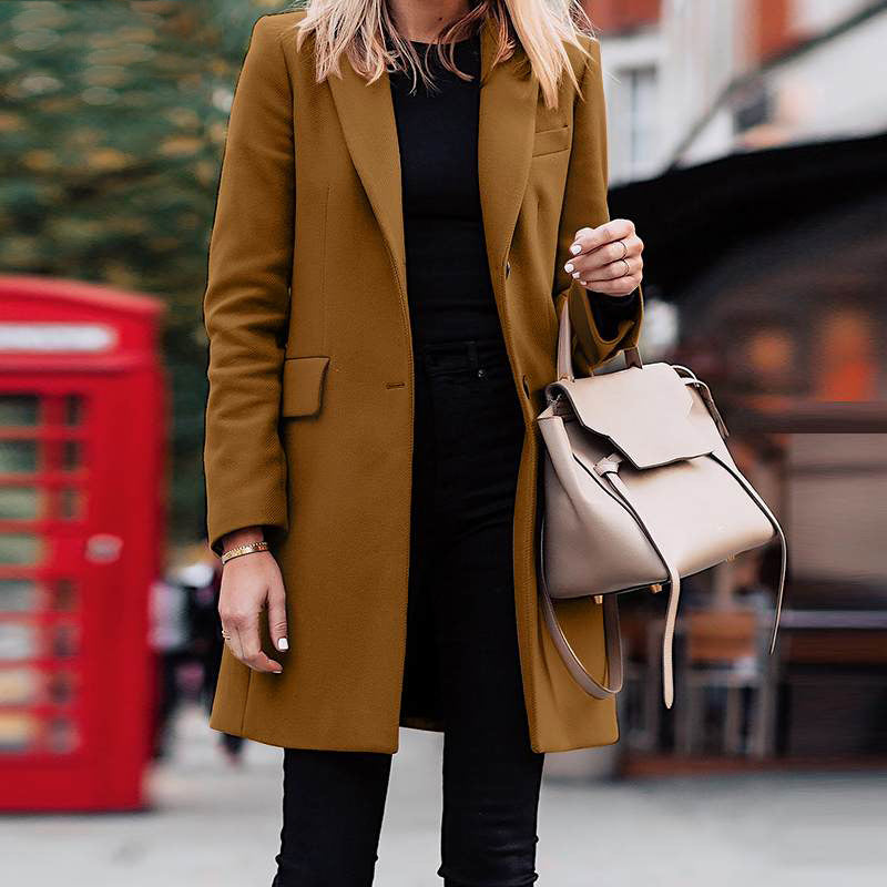 Women's Winter Mid-length Breasted Solid Color Small Blazers