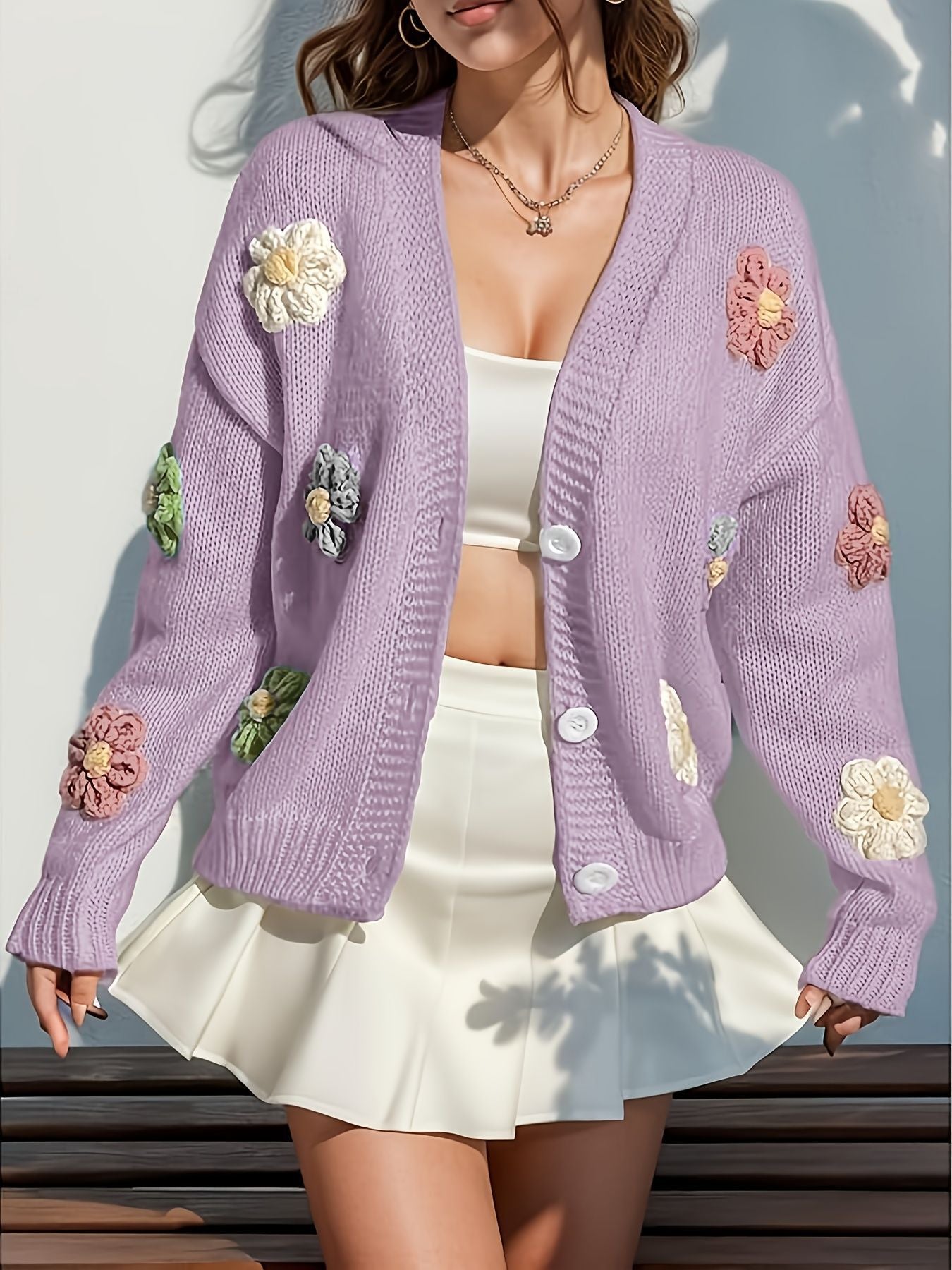 Women's Print Button Knitted Sweet Comely Cute Women's Sweater