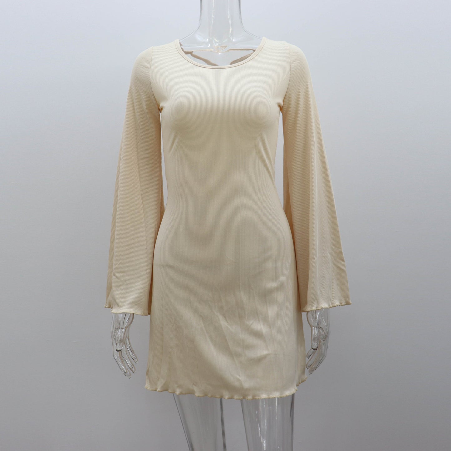 Women's Sexy Dress Solid Color Flare Sleeve Hollow Out Dresses