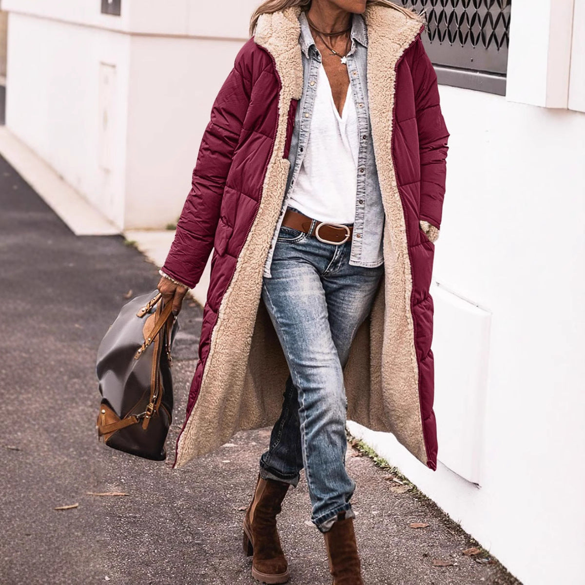 Cotton Long Sleeve Double-sided Wear Slim Coats