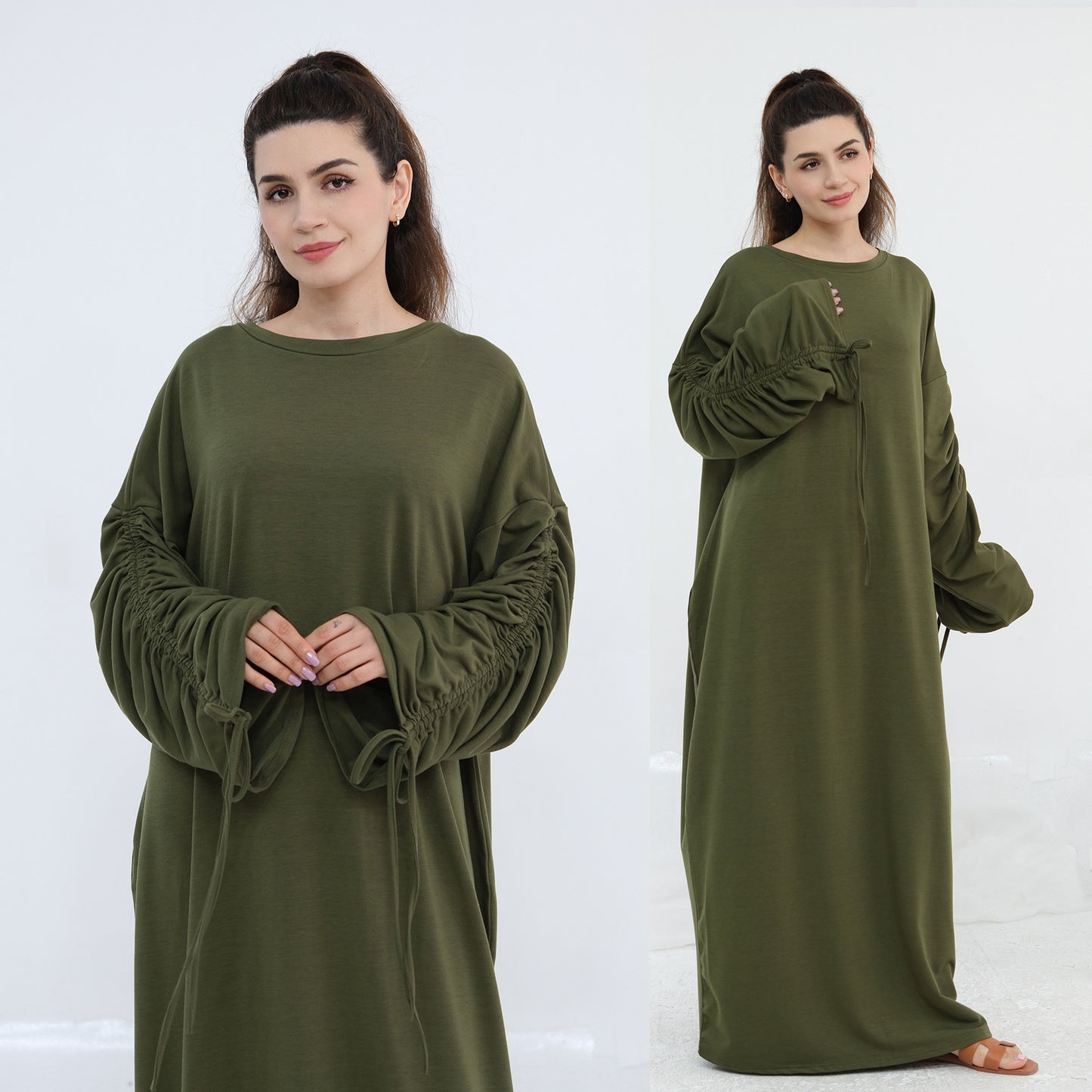 Turkish Cuffs With Drawstring Dress Robe Dresses