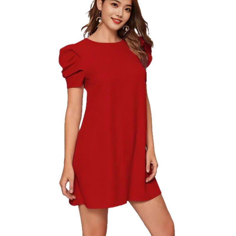 Solid Color High Waist Fashion Elegant Dress