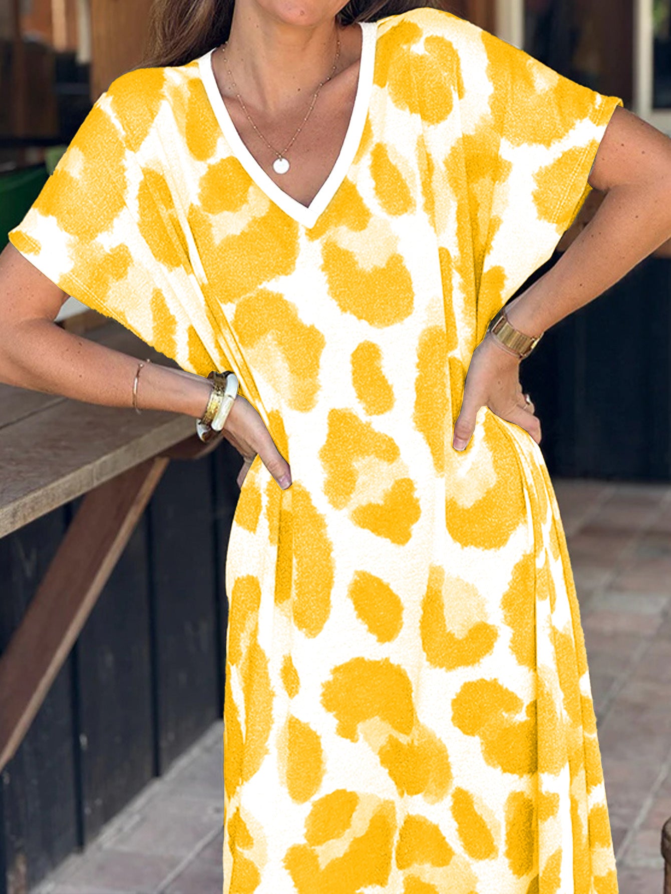 Elegant Personalized Casual Printed Sleeves Loose Dress