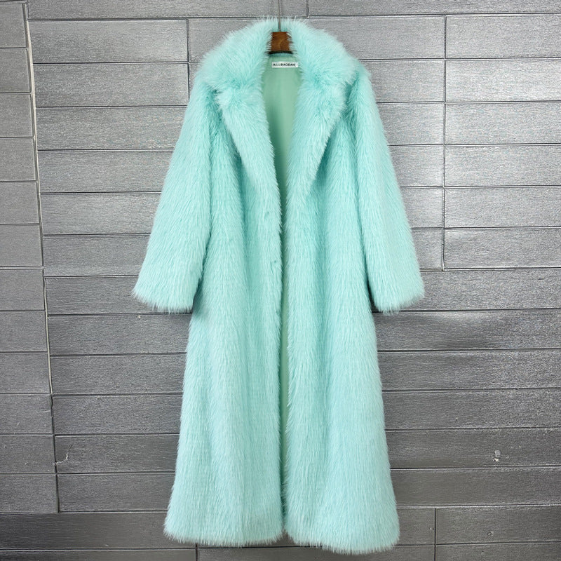 Women's Thick Imitation Plush Furry Fur Extended Coats