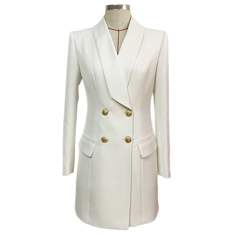 Breasted Satin Green Collar Back Zipper Dress