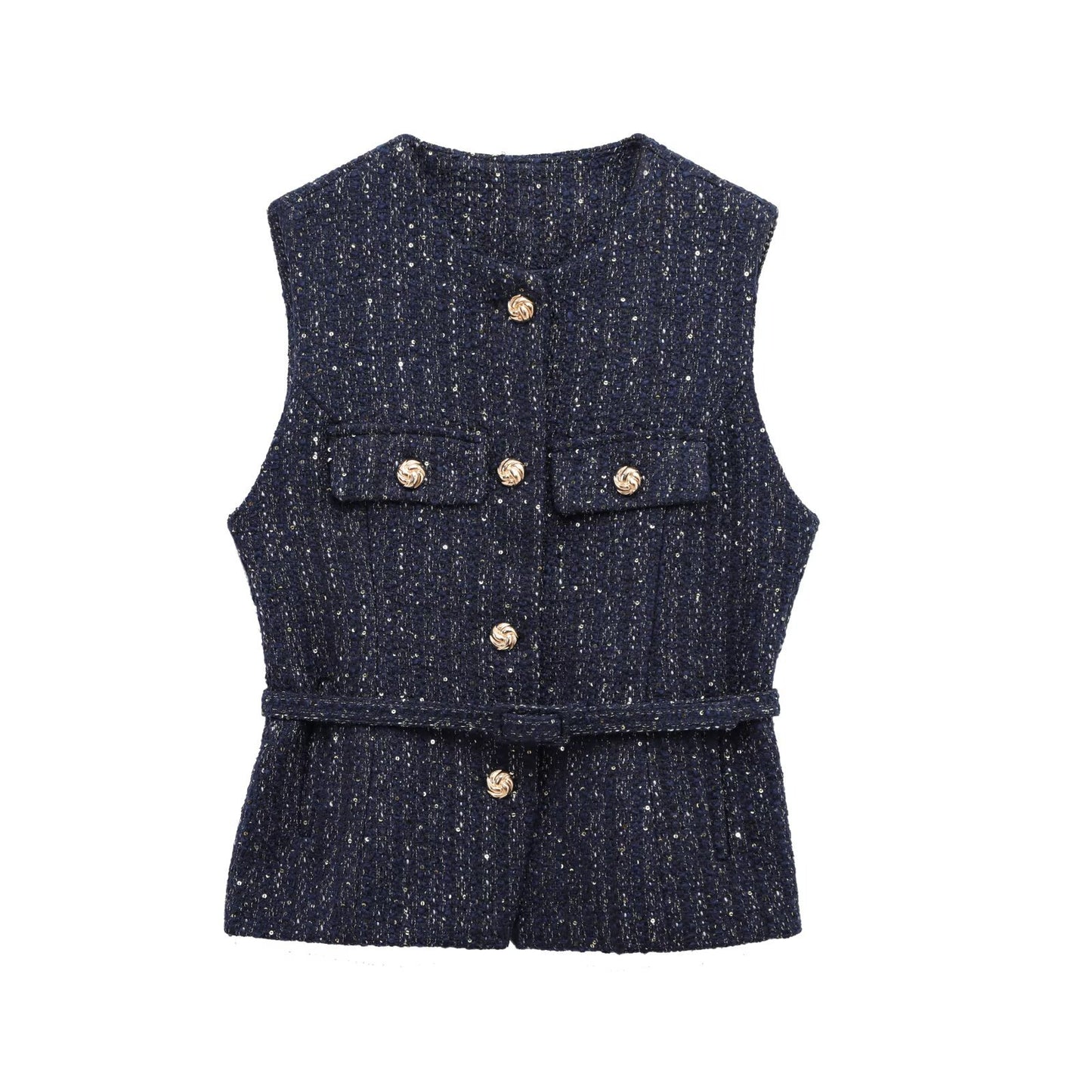 Women's Attractive French Fashion Belt Texture Vests