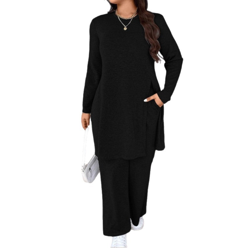 Women's Autumn Casual Trendy Long Sleeve Slimming Trousers Suits