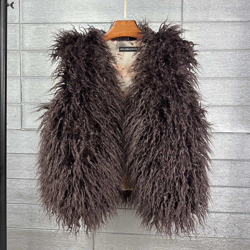 Women's Sheep Fur Environmental Protection Artificial Wool Coats