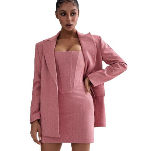 Women's Elegant High-grade Waist Fishbone Suspender Three-piece Suits