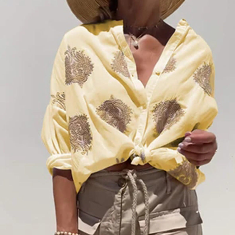 Women's Printed Shirt Autumn Graphic Long Sleeve Blouses