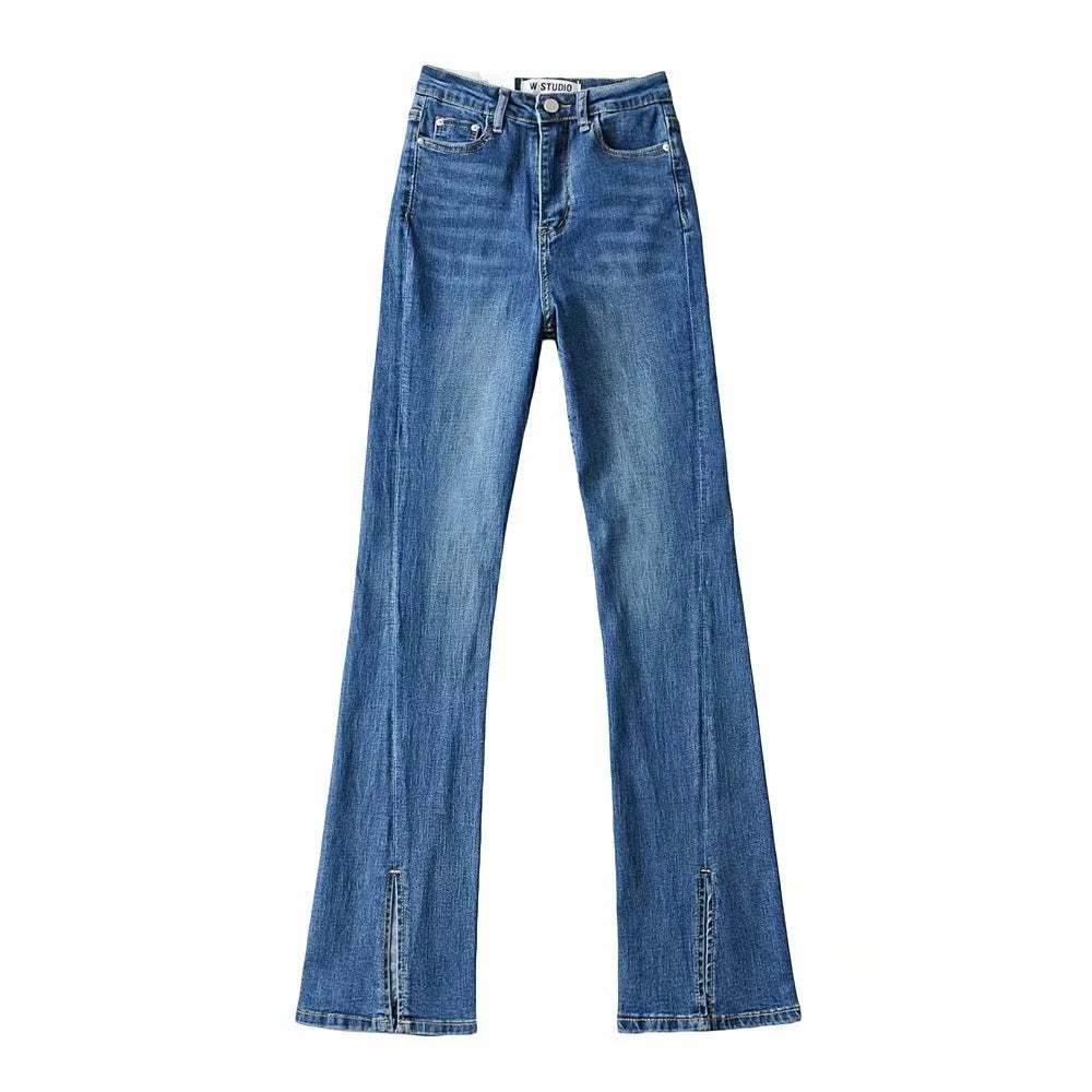 Women's Irregular Stretch Slimming Slim Fit Slit Jeans