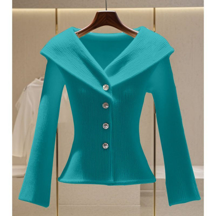 Classic Style Solid Color Advanced Design Niche Women's Sweater