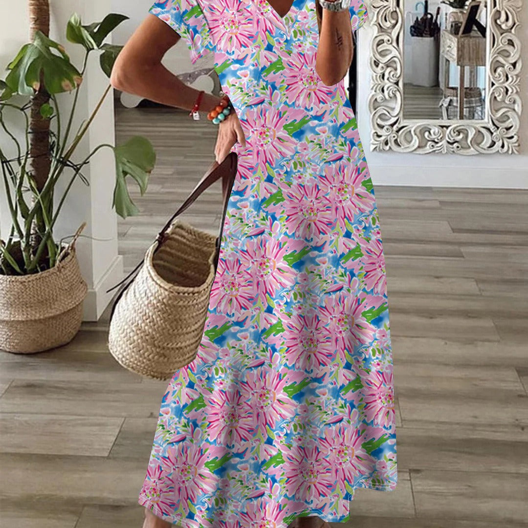 Women's Bohemian Style Printed Large Swing Dress