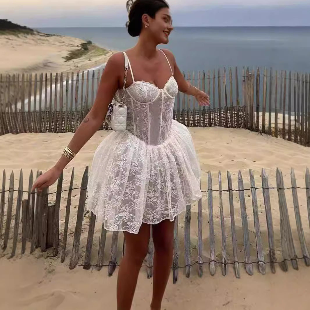 Halter Dress Sexy Backless Slimming Fishbone Dresses