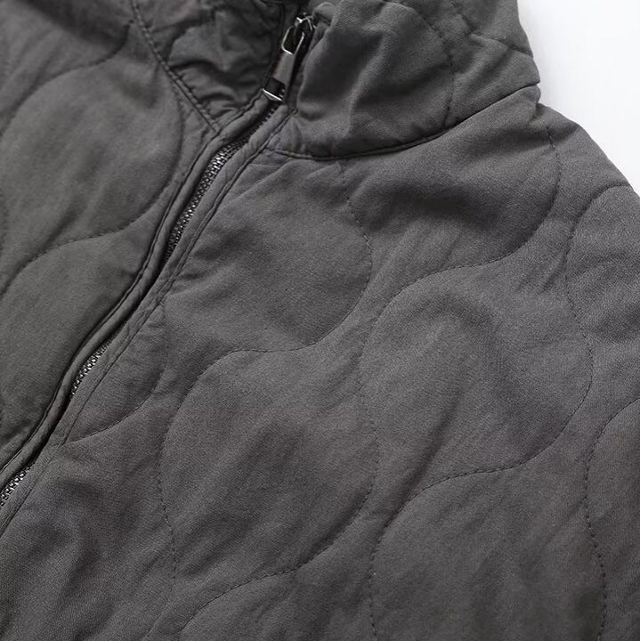 Women's Stand Collar Large Pocket Drawstring Long Coats