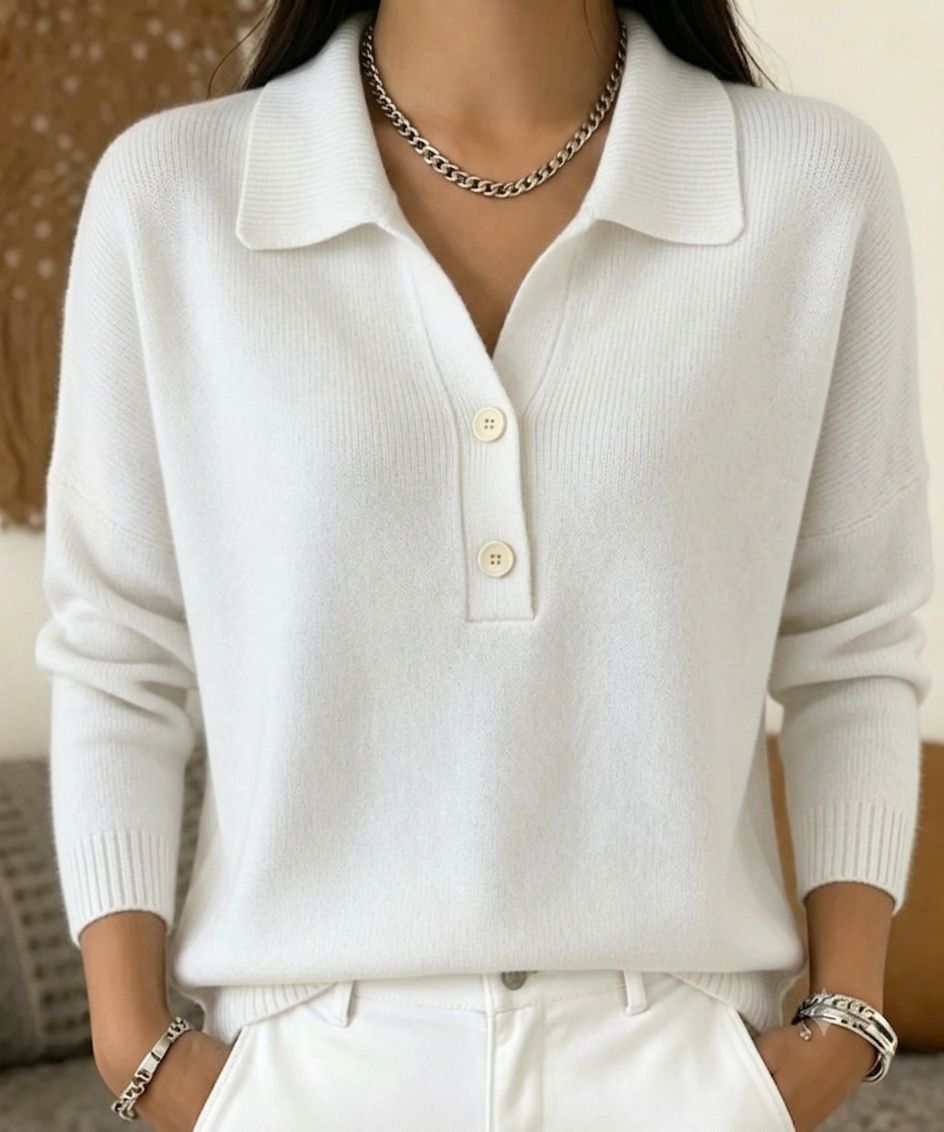 Women's Lapel Half Button Loose Casual Sweaters