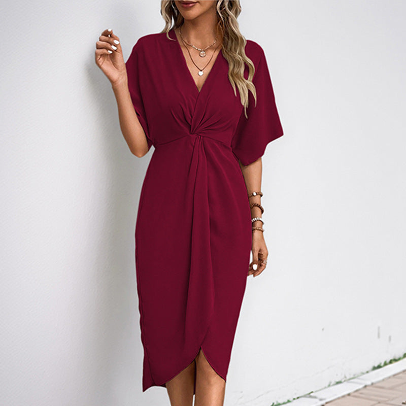 Casual Dating Simple Style Raglan Sleeve Solid Dresses
