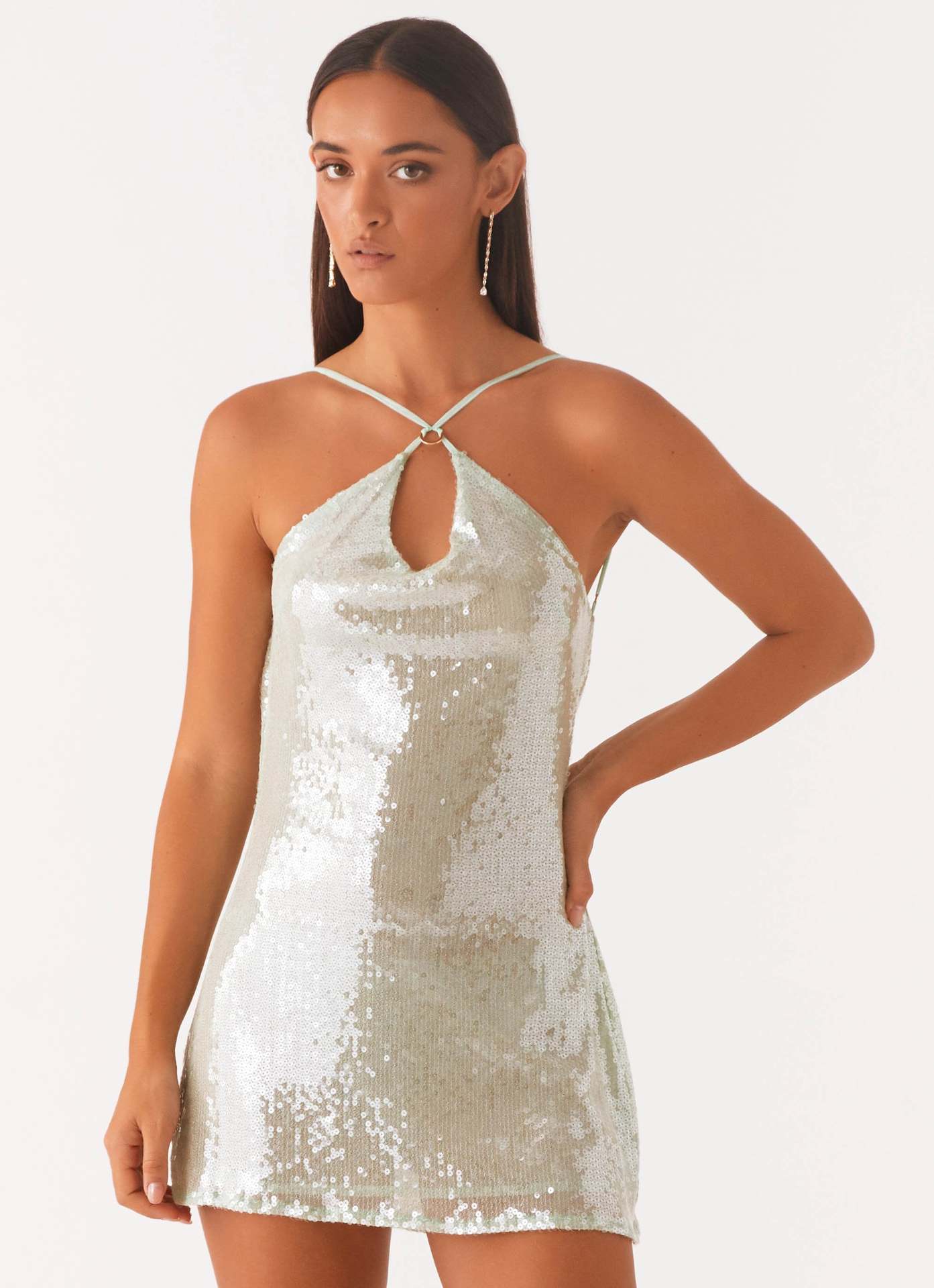 Women's Sequins Dress Cross Summer Backless Slip Dresses