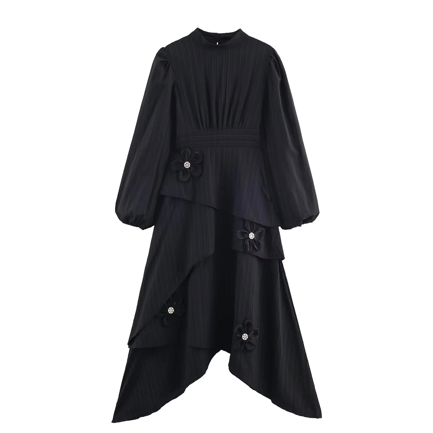 Women's Autumn Comfortable Korean Casual Style Beautiful Beaded High-grade Round Dresses