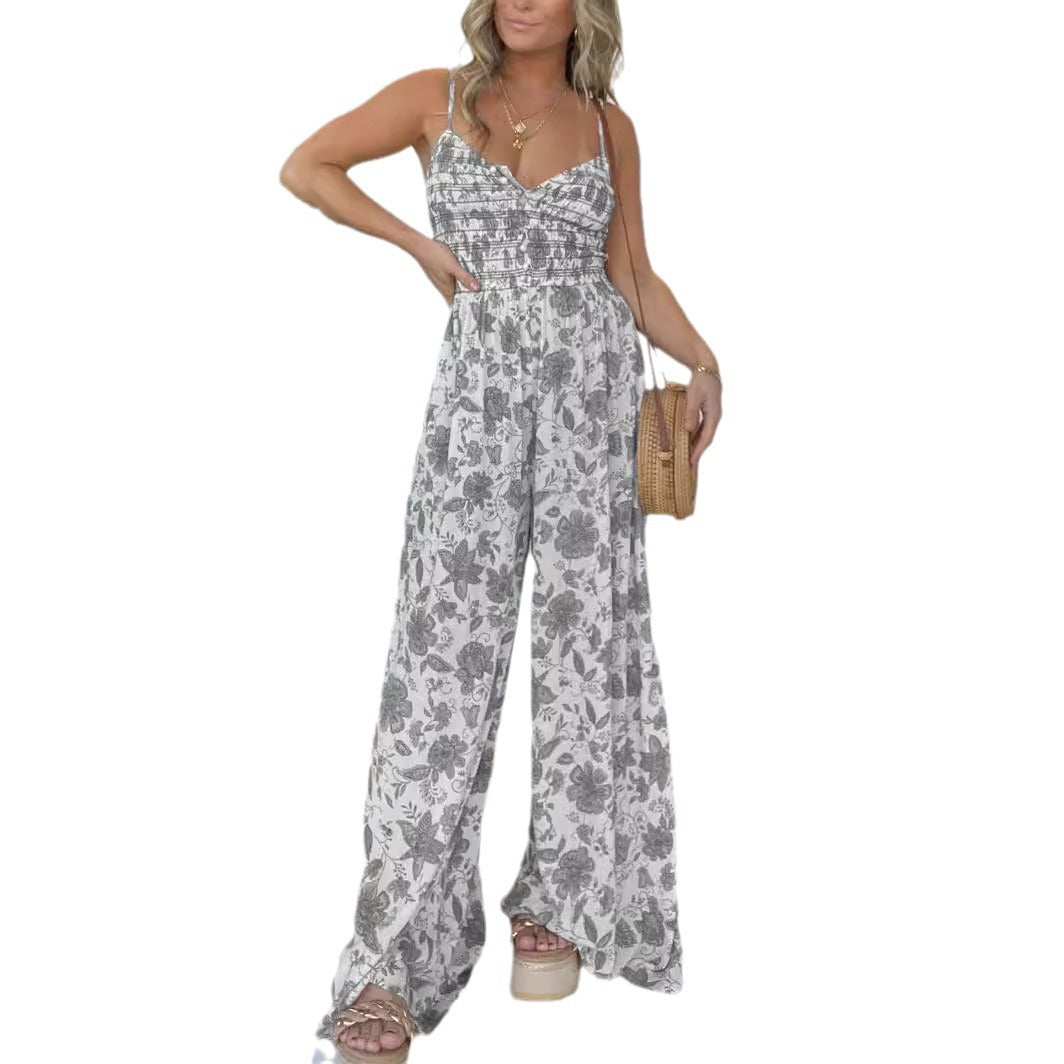 Trendy Spring Stride Floral Strap One-piece Jumpsuits